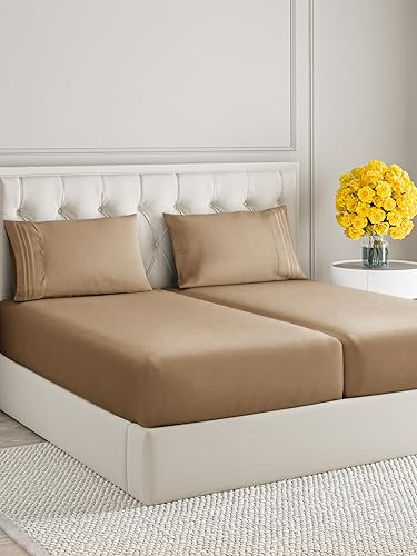 Vista 1676 de Juego de sábanas de 4 piezas tamaño king, extrasuaves, transpirables y refrescantes con esquinas profundas, sábanas de fácil ajuste y sin arrugas