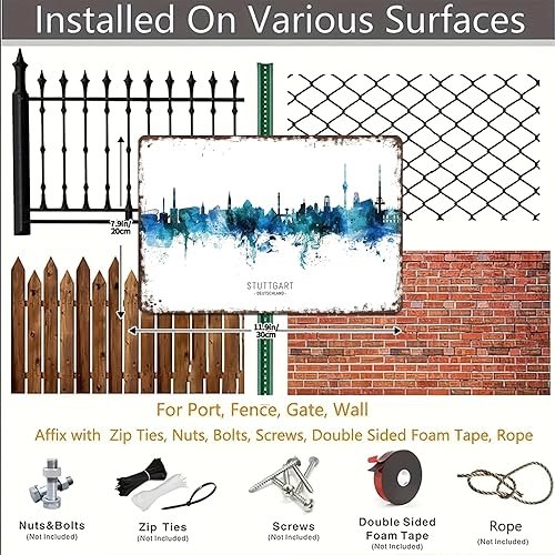 Miniatura 3 de Stuttgart Skyline - Letrero de metal vintage con diseño de paisaje de ciudad, letrero de estaño retro para hombre, cueva, bar, garaje, habitación,