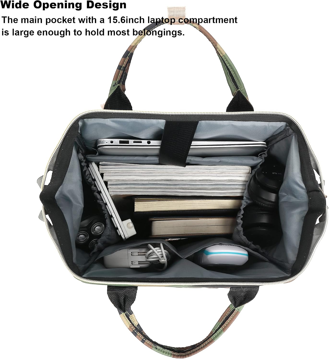 Camo Laptop Backpack for Women Men, 15.6 inch College School Backpack Bookbag for Work/School/Travel/Business