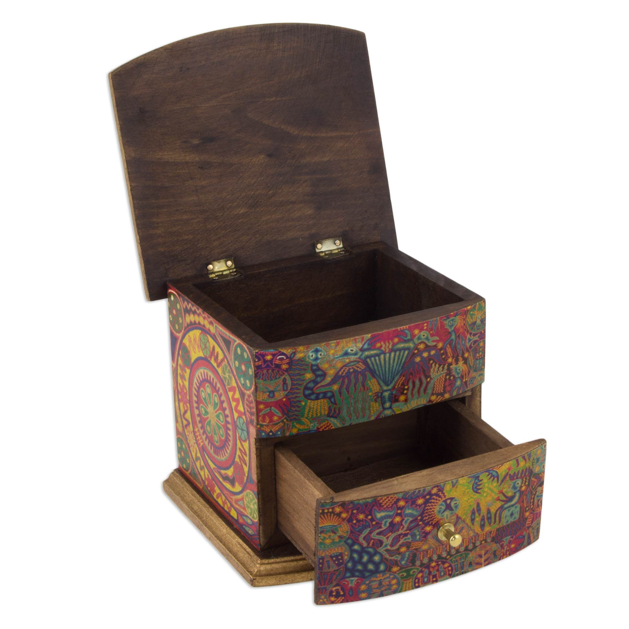Amazon.com: NOVICA Colorful Decoupage On Pinewood Jewelry Box with