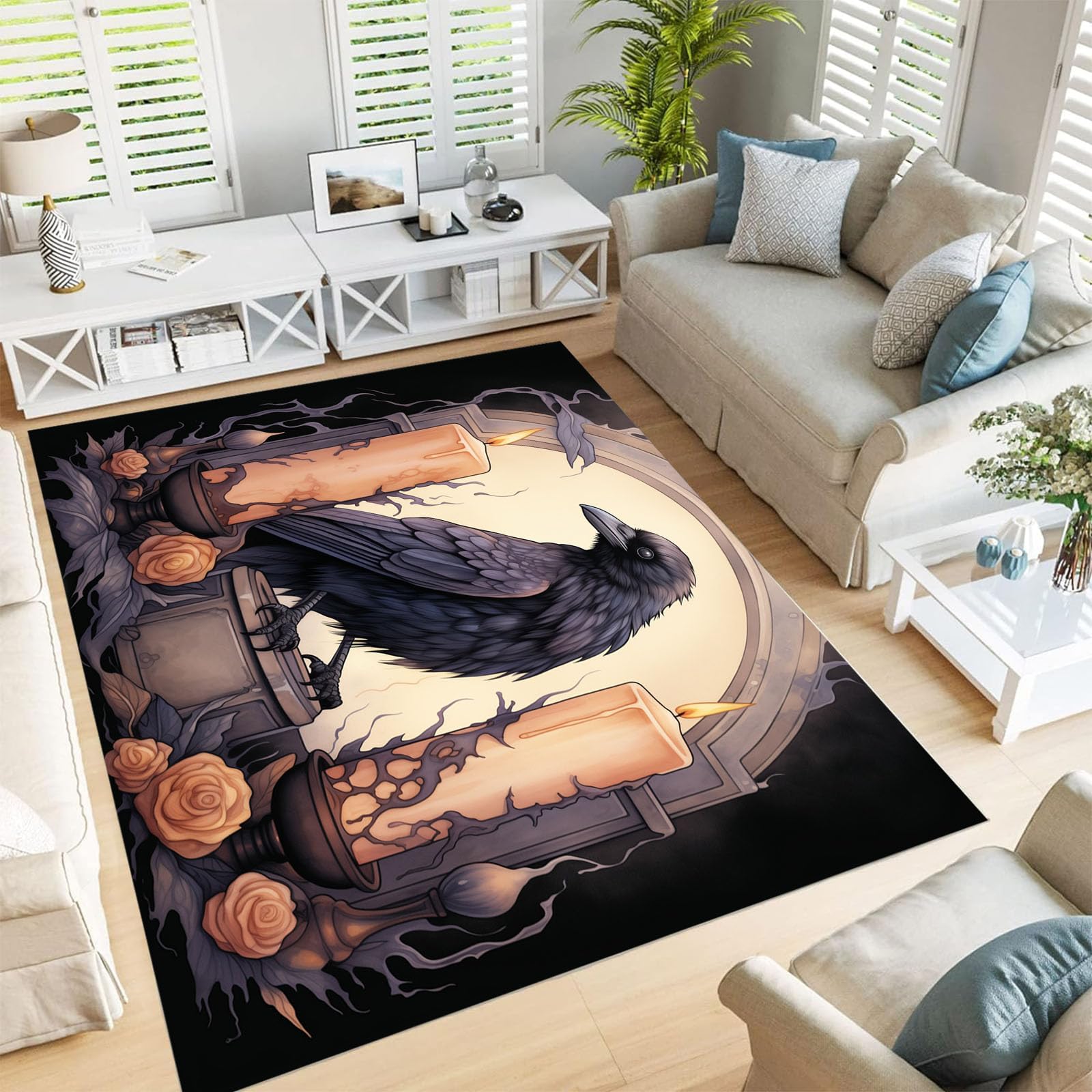 Moquette chambre corbeau gothique 150x210cm pour créer une ambiance Halloween