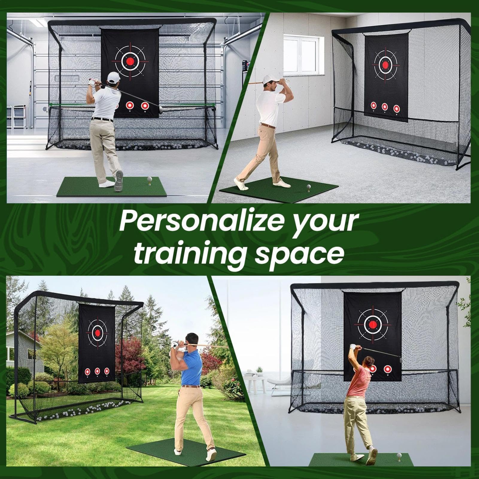 Golf Netz, Golf Netz Trainingsnetz tragbar mit Seitenbarrieren/automatischer Ballrückführung,Golfnetz mit Zwei Zieltüchern, Einer Tragetasche und Vier Bodenankern geliefert für Garten und Zuhause