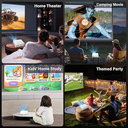 Miniatura 7 de Mini proyector portátil con WiFi y Bluetooth, proyector al aire libre con altavoz integrado, proyector de cine en casa compatible con