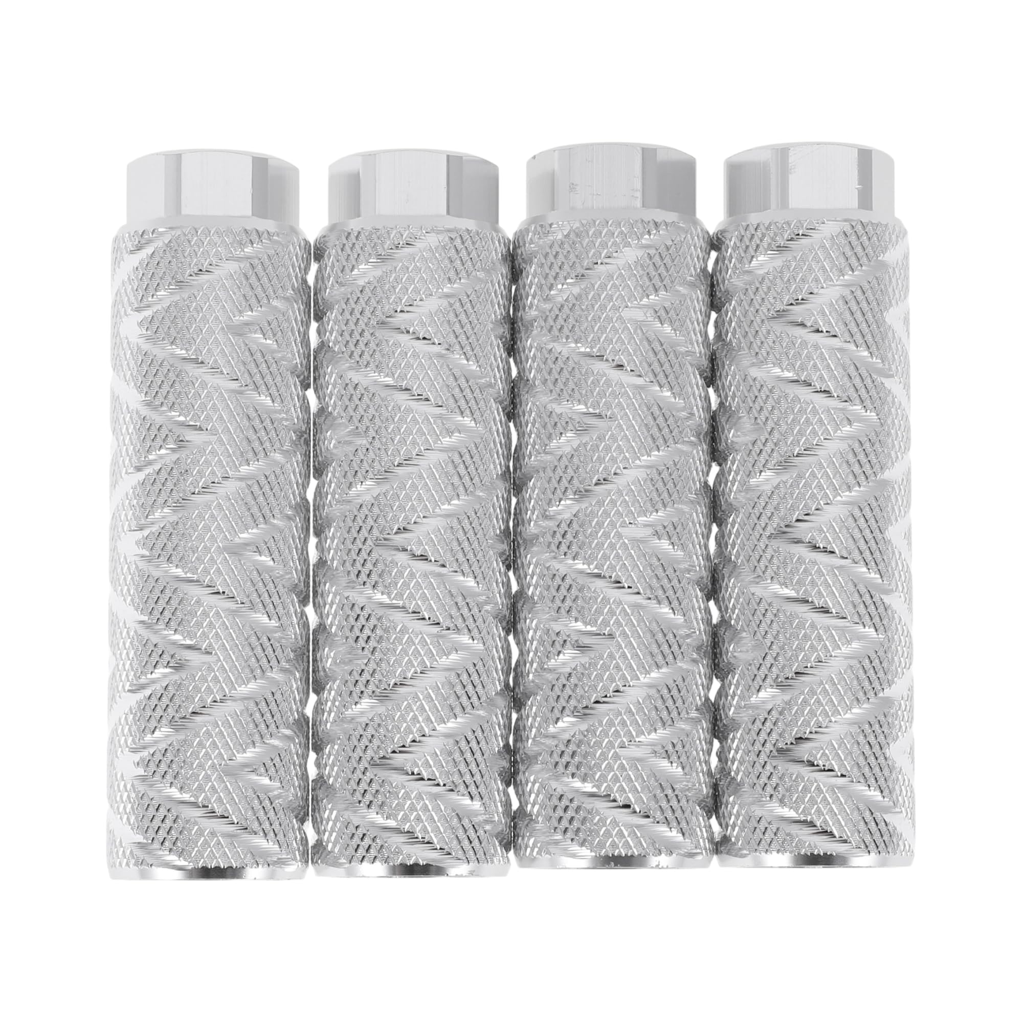 Partuto 4 Pcs Aluminum Alloy Anti-Skid Bike Pegs 100mm Length Wave Texture Bicycle Backseats Stands Cycling Foot Pegs 3/8 Inch Axles Silver Tone