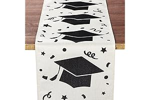 Xinnun Burlap Graduation Cap Table Runner