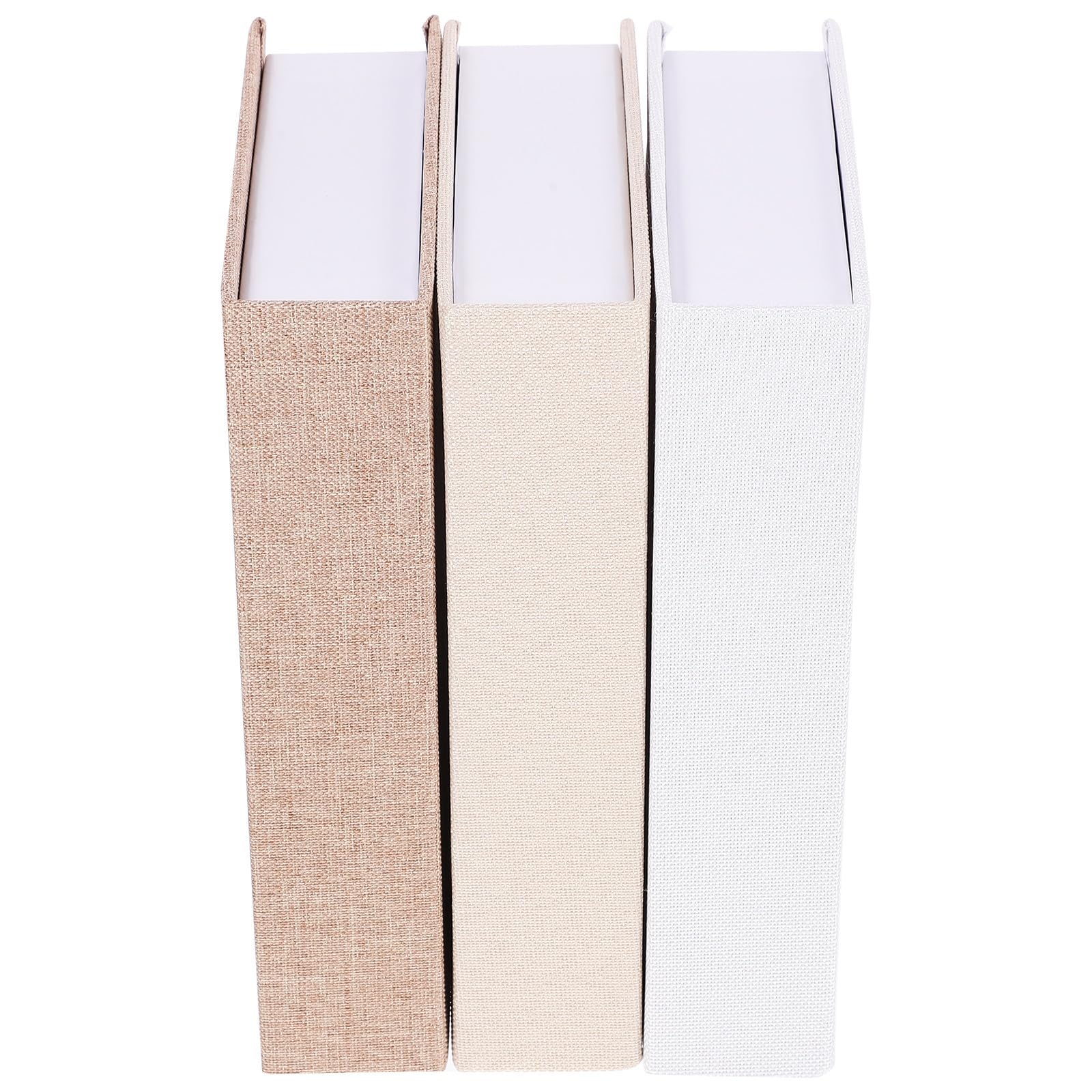 Lot de 3 boîtes imitation livres en lin beige de dimensions 22x15x4.5 cm