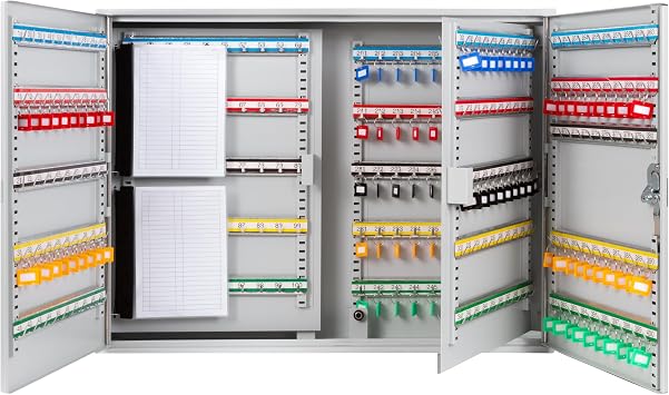 Durabox 400 Position Steel Key Cabinet - Organize and Secure Key Storage Lock Box with Numbered Hooks and Tags for Valets, Hotel, Office, Car Dealerships and More K400 Light Grey