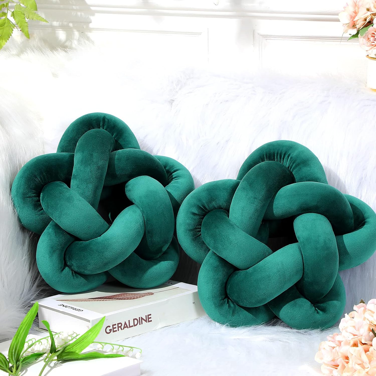 Fumete 2 Pcs Plush Throw Knot Pillow Star Decorative Knot