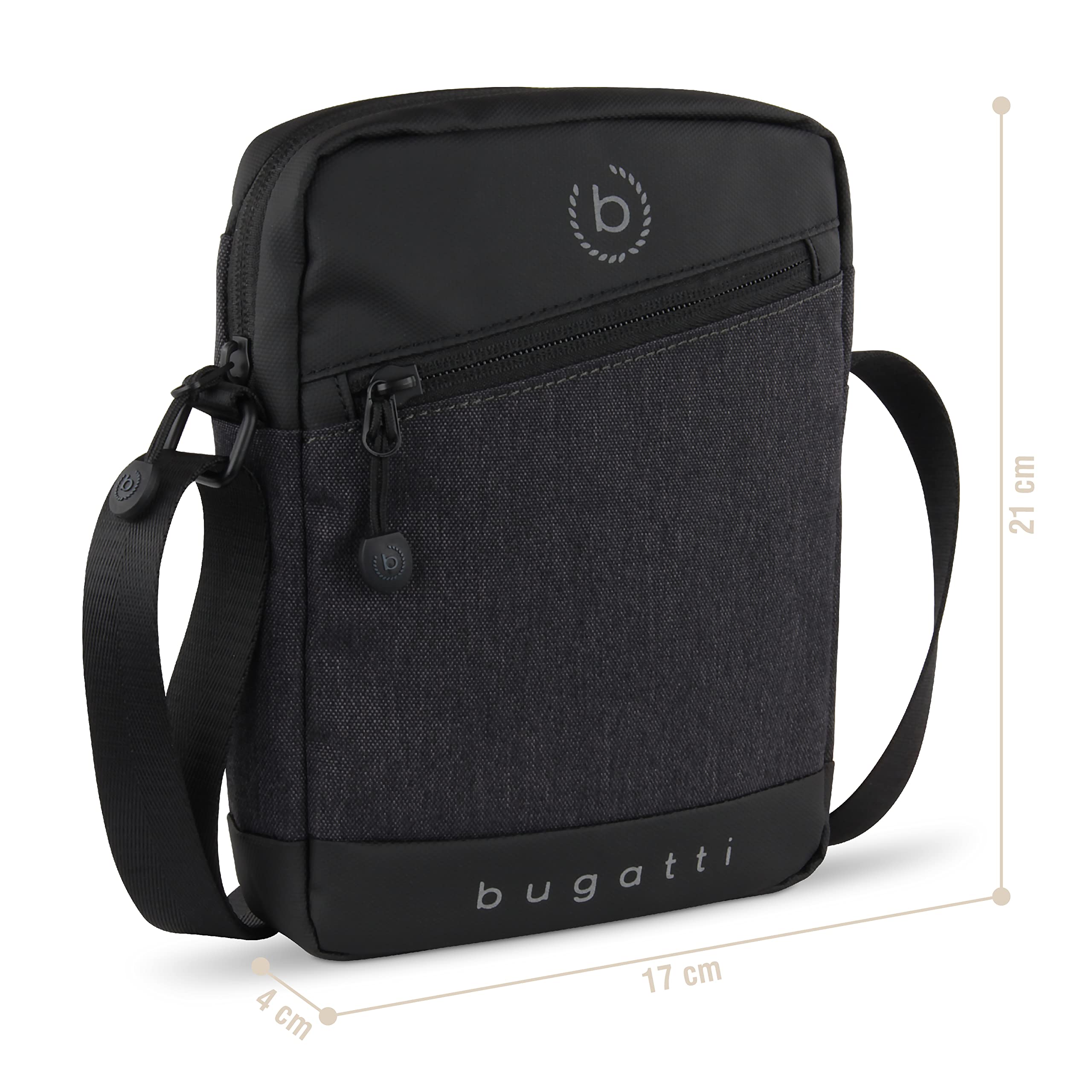 bugatti Universum torba na ramię dla mężczyzn z przegrodą – mała torba crossbody – Czarna