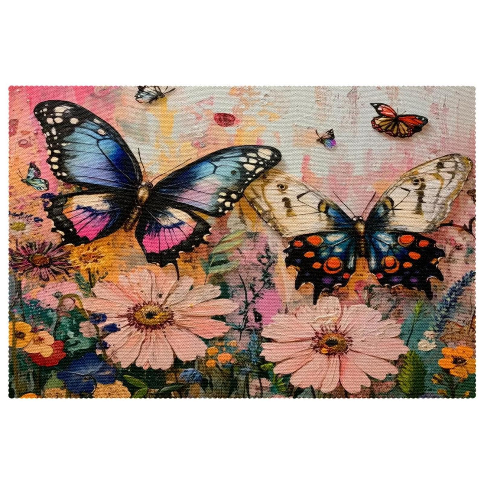Set de table résistant à la chaleur lot de 6 antidérapant motif fleurs sauvages