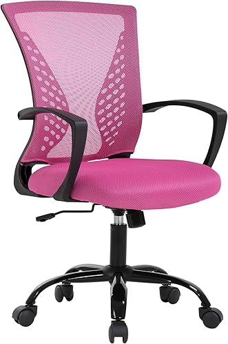 Miniatura 9 de Silla de oficina de malla, silla de computadora con soporte lumbar, reposabrazos giratorio, ajustable, ergonómica, para adultos (naranja)