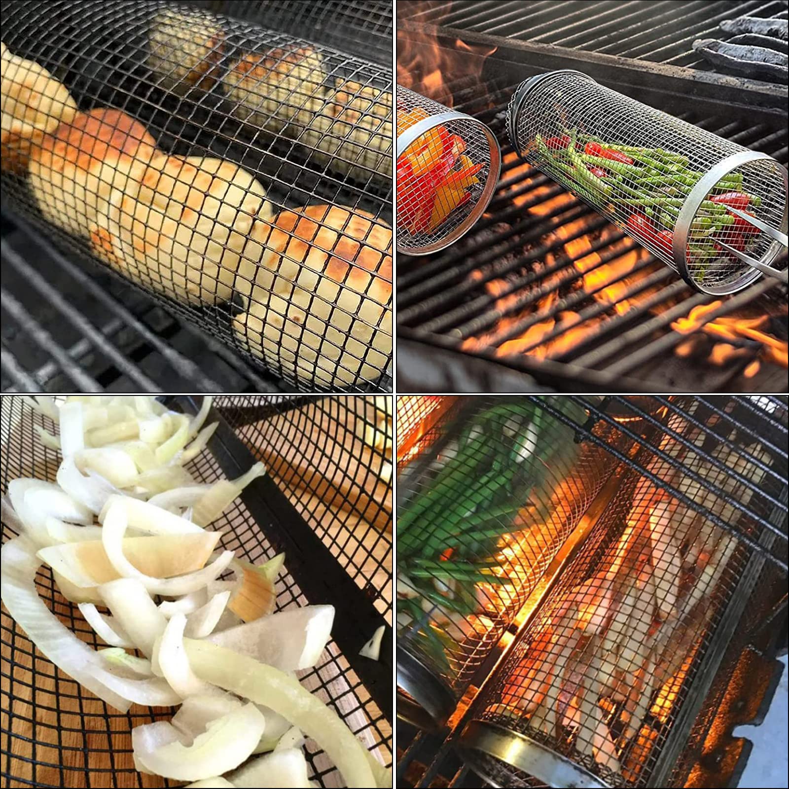 Cestello Per Barbecue Rotante - 2 Pezzi Per Grigliare Verdure E Carne - Foto 9