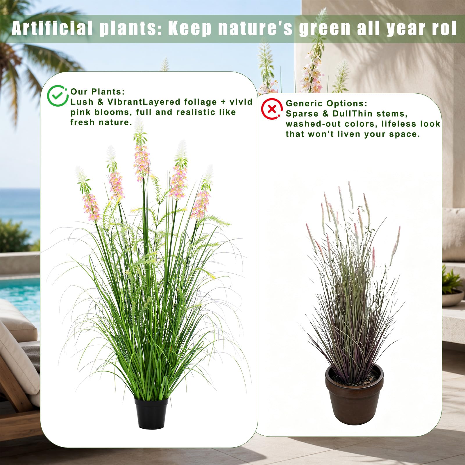 Plantas Artificiales de 120cm con Cinco Flores Plantas Artificiales Decorativas Planta Artificial Exterior Interior con para Decoracion Hogar Salon Casa Room Decor Jardín Oficina(1 Paquete)