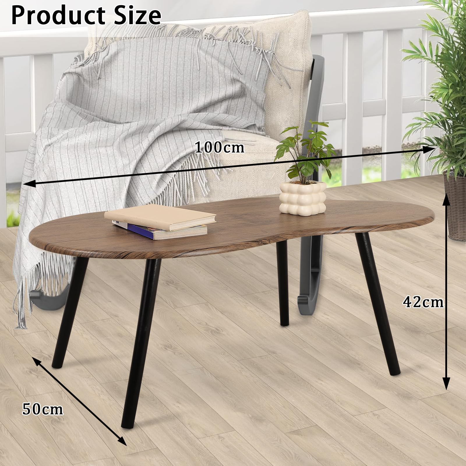 Rustikaler Couchtisch mit unregelmäßiger Holzmaserung, schlicht, modern, Wolkenform, Mitteltisch, Stehtisch für Wohnzimmer, Heimbüro