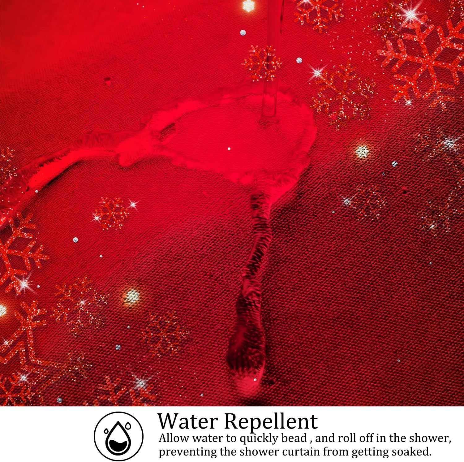 Christmas Shower Curtain for Bathroom Decor Red and Gold Snowflakes Silver Shiny Stars Winter Holiday Shower Curtain Waterproof Washable Fabric Bathtub Curtains Set with Hooks,72x84inch