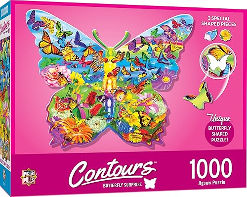 MasterPieces Rompecabezas de 1000 piezas para adultos, familia o jóvenes, sorpresa de mariposa, 28.22 x 24.03 pulgadas