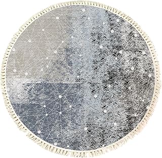 Round Rugs 2ft Starry Grey Rugs Starry Carpet Floor Mat Woven Tassels Vintage Non-Slip Non-Shedding Soft Circle for Living Room Bedroom Entryway Kitchen Laundry Office Rug 60cm, 304060