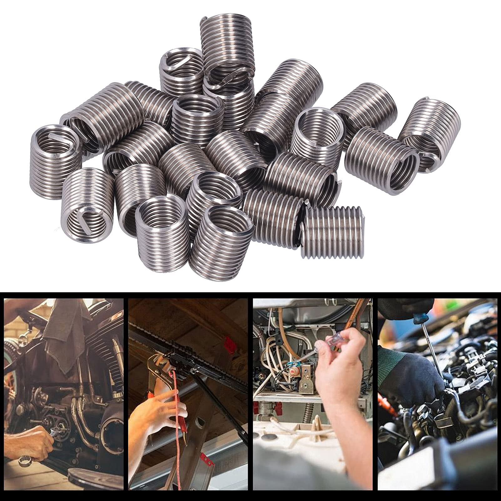 20 Piezas Acero Inoxidable de Reparación de Roscas M12 X 1,75(2D) | de Insertos de Alambre Kit Surtido de Tornillos, Inserto de Rosca de Alambre de Conversión Métrica y en Pulgadas