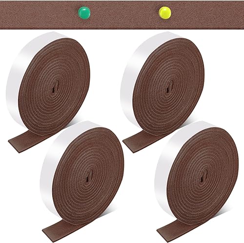 4 rollos de tiras de fieltro de 120 pulgadas con cinta adhesiva de fieltro para muebles, rollos de tiras de fieltro autoadhesivas, poliéster