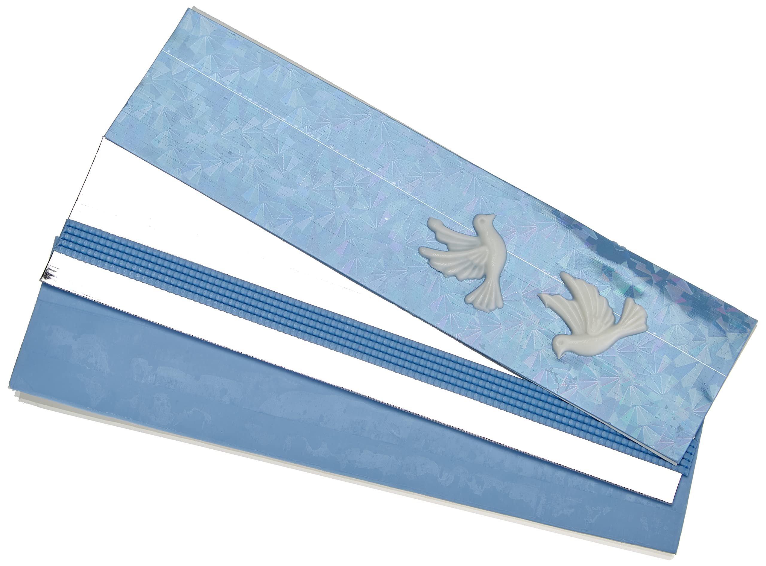 Pracht Creatives Hobby Mix Silver, 3 Half Plates, Approx. 200 x 50 x 0.5 mm, a Wax Strip and a Special Character for Modelling and Decorating Candles, Light Blue-Tone White, 200 x 100 x 0,5 mm