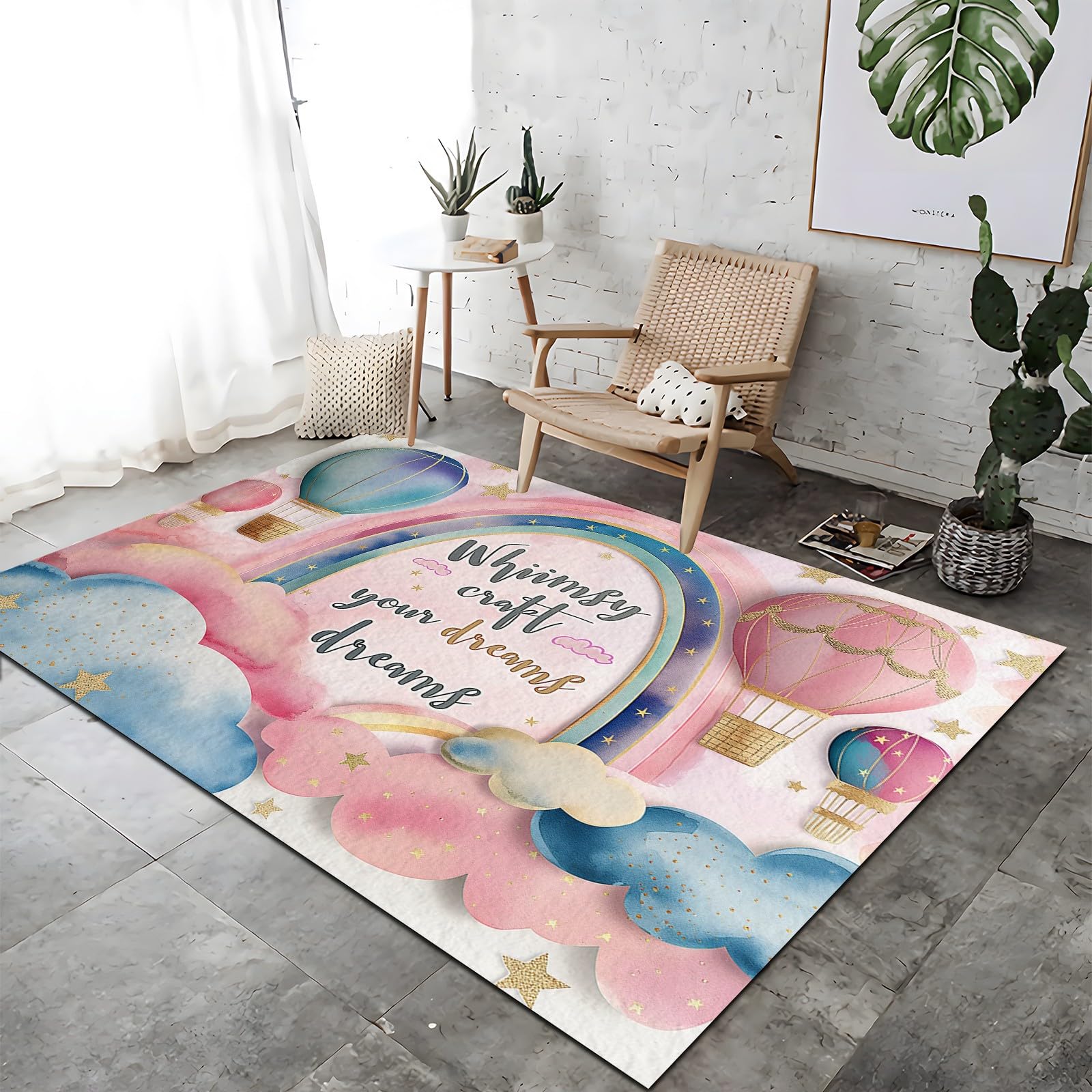 Tapis chambre rose antidérapant 120x160 pour une déco poétique