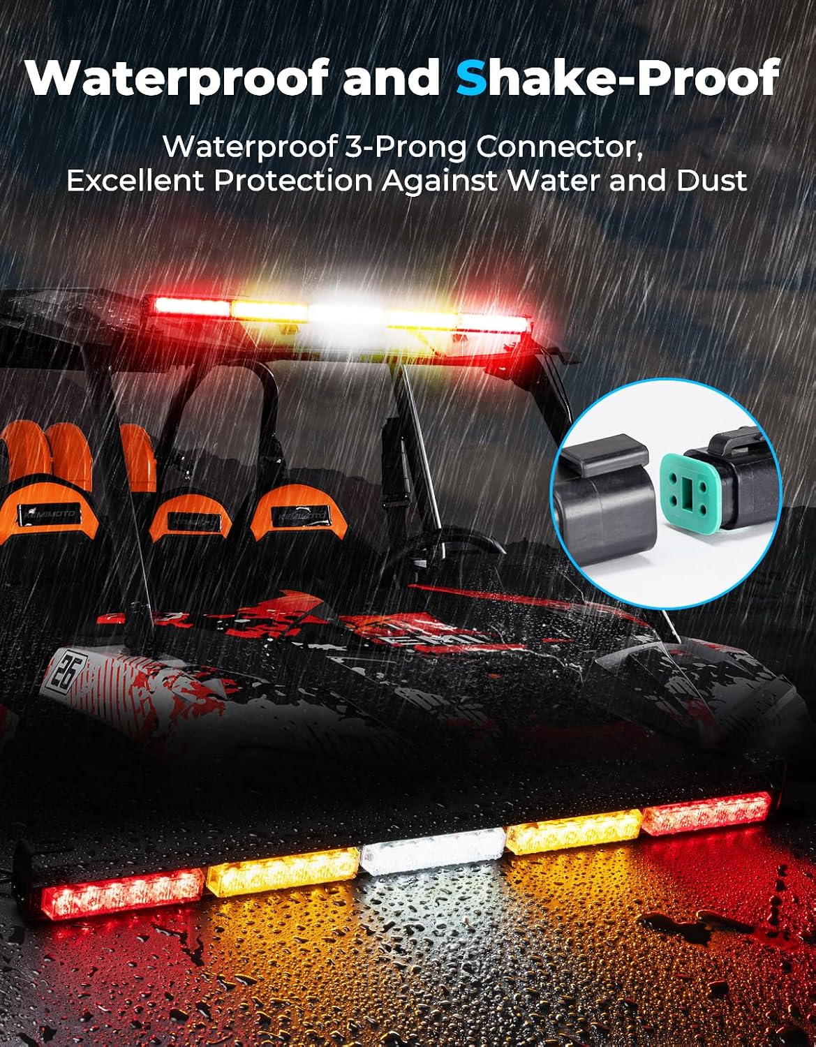KEMIMOTO 30 inch UTV Chase Light Bar with Extension Harness LED Chase Tail Lights Brake Reverse Turn Signal Kit Compatible with Polaris RZR Ranger General, Can Am X3, Kawasaki, Talon, Trucks, Pickup