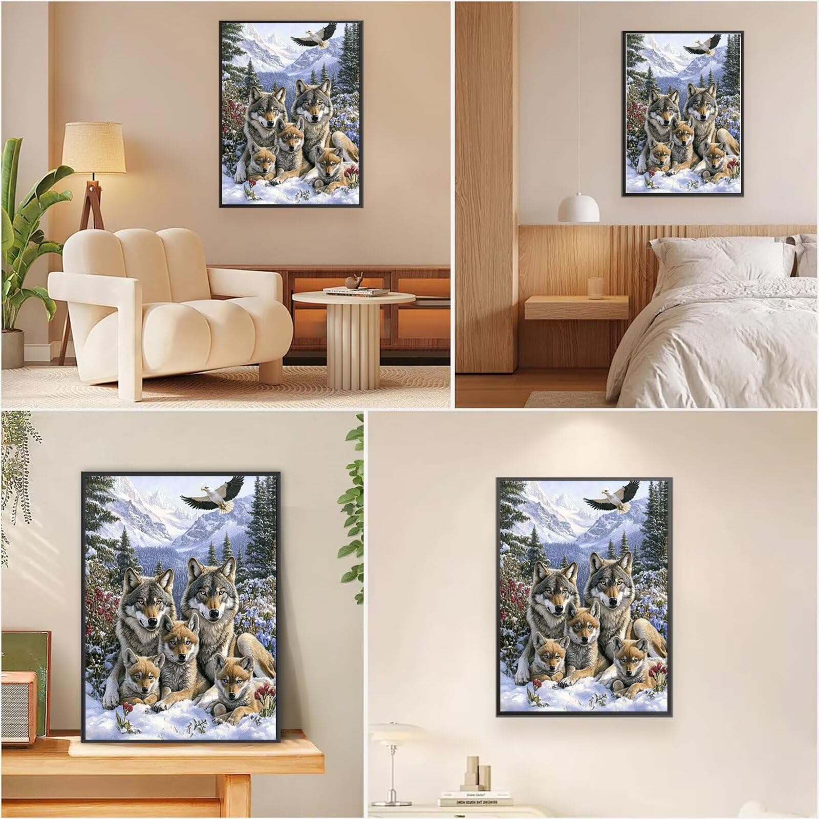 Wolf Diamond Painting Winter Diamond Painting 70x100cm Vollbohrer Diamanten Kinder Anfänger Bastelset, DIY Set Erwachsene Kreativ Set für Erwachsene für Zimmer Wand Deko, Geschenke für Frauen,Model657