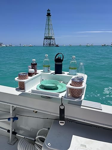 Miniatura 4 de Docktail Butler - Organizador de mesa para barco, incluye soporte para caña, mesa portátil para barco y barra de barco, mesas marinas para barcos