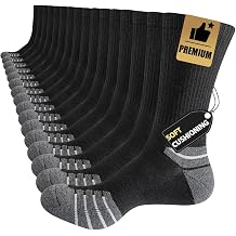 JOYNEE 8 Pairs Mens Crew Athletic Cushion Socks Long Running Work Socks Workout Breathable Socks