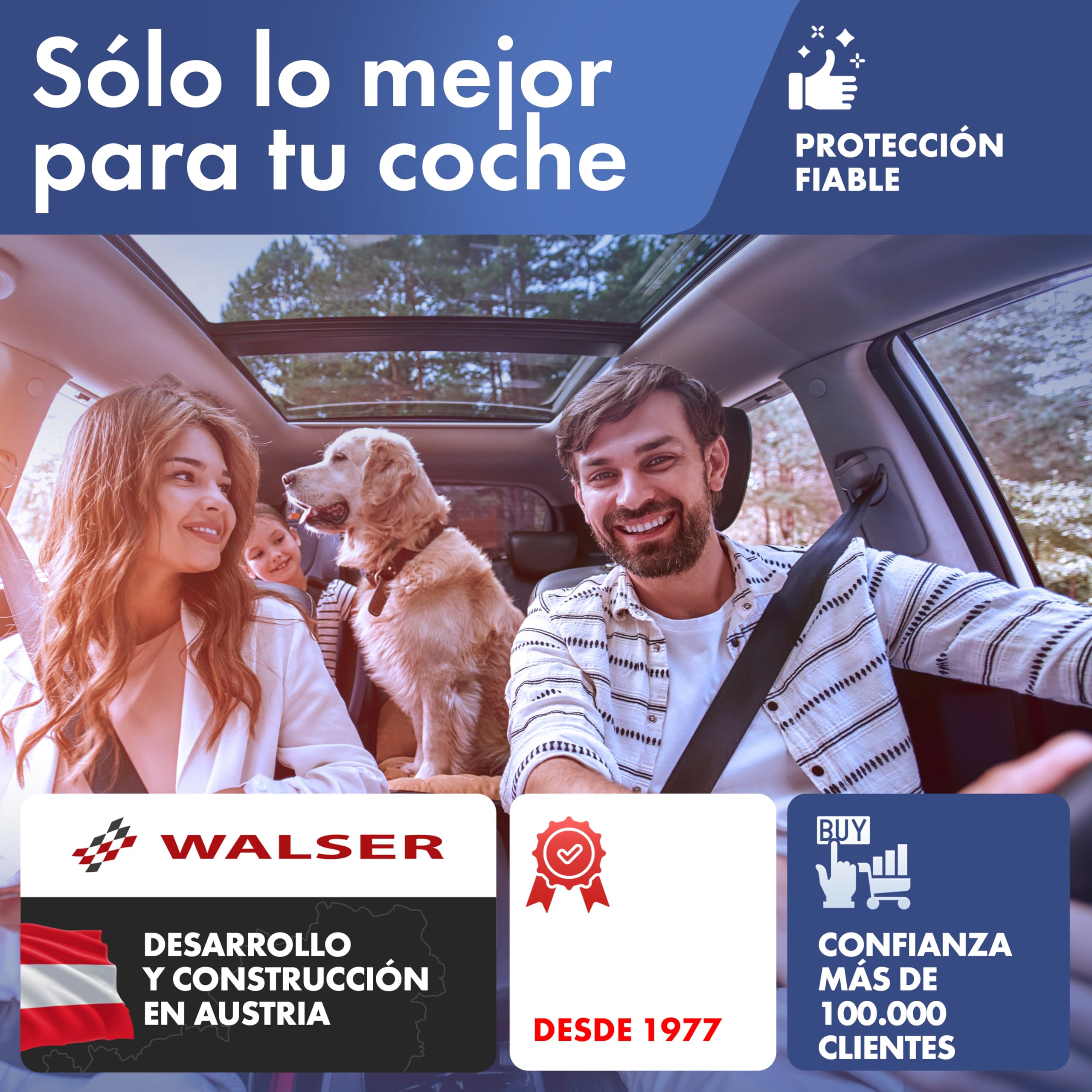 WALSER 11518 Funda de asiento de coche ajuste de transportador, funda de asiento de imitación de cuero antracita compatible con VW T6, banco de 3 plazas