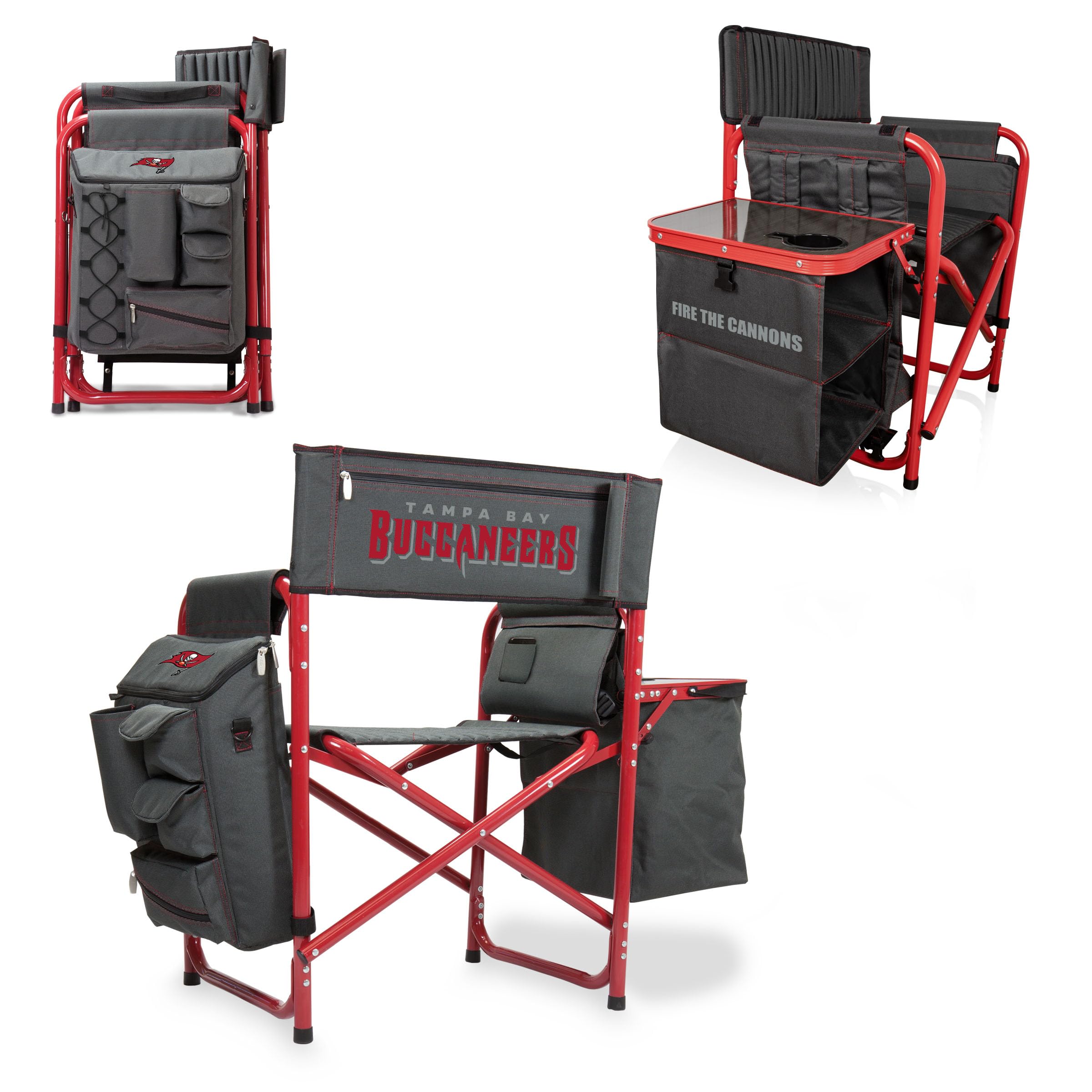 Picnic TIME NFL Unisex-Adult NFL Fusion Camping Chair with Side Table and Soft Cooler, Beach Chair for Adults, Lawn Chair