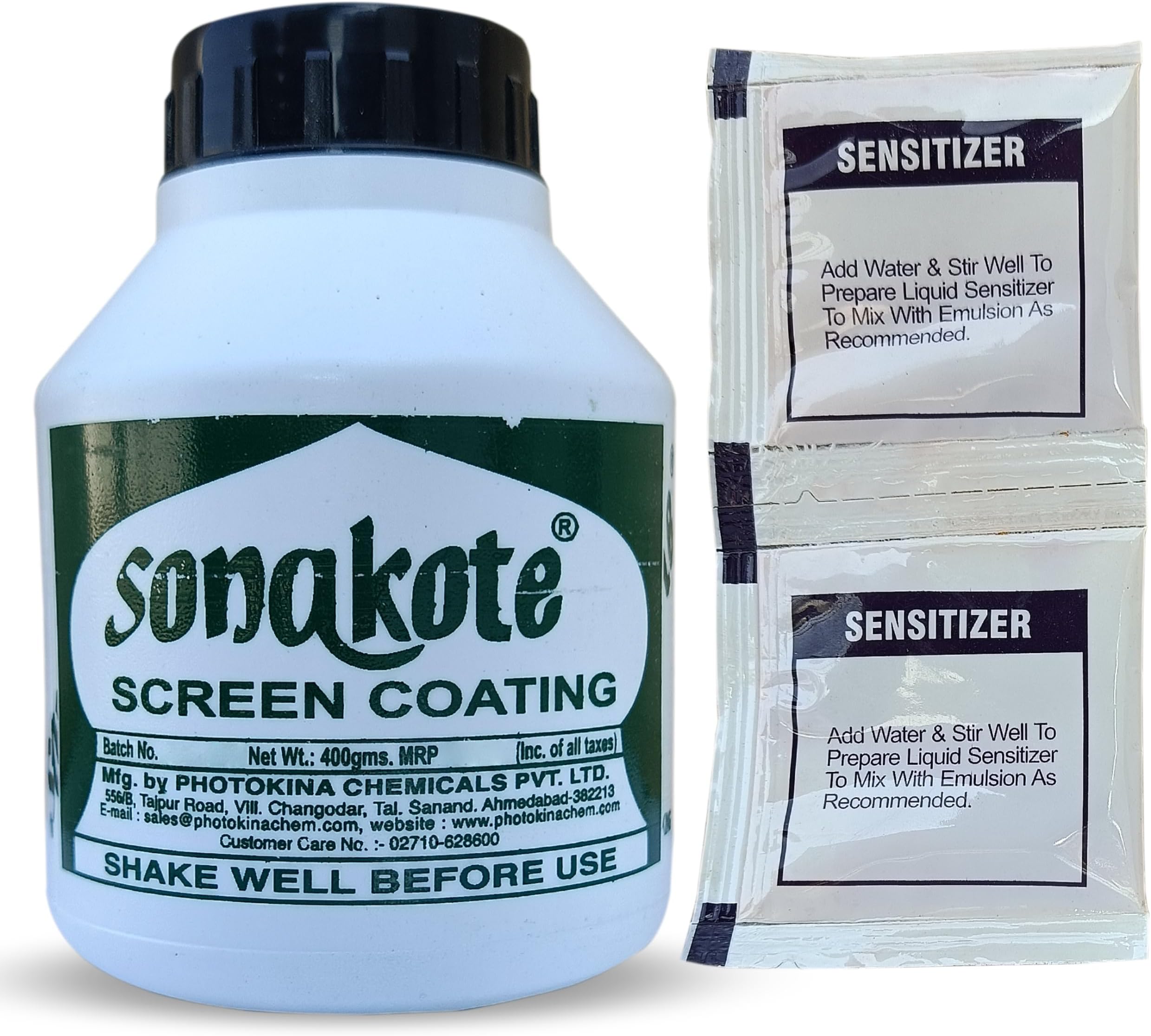 Sonakote Screen Coating Emulsion (400g) with 2 Sensitizer Pouch for Screen Printing Frame,Paper,