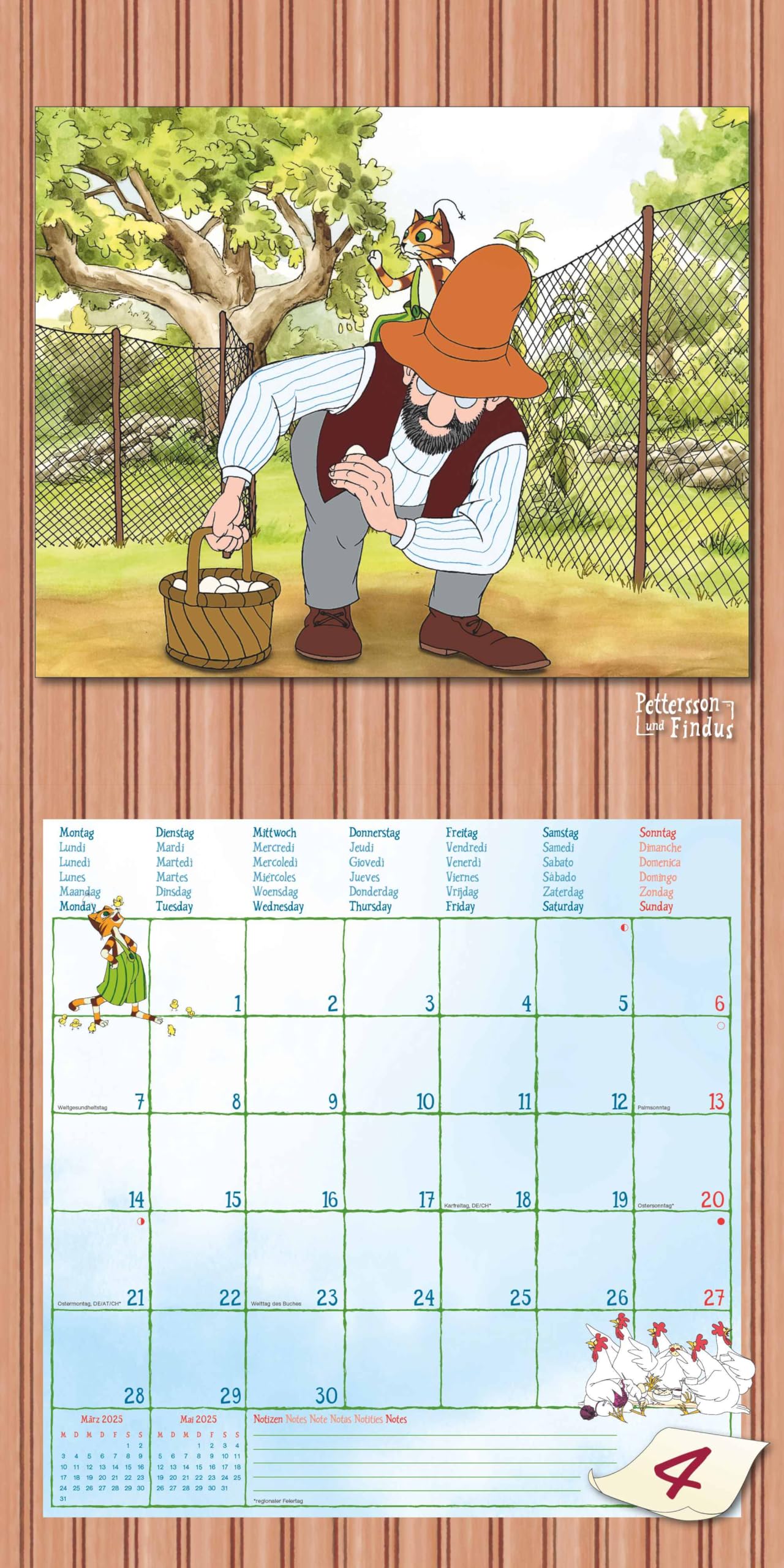 Alpha Edition - Calendario 2025 Pettersson & Findus 30 x 30 cm, calendario per bambini con immagini di alta qualità per ogni mese, fasi lunari, date delle vacanze DE/AT/CH e calendario internazionale