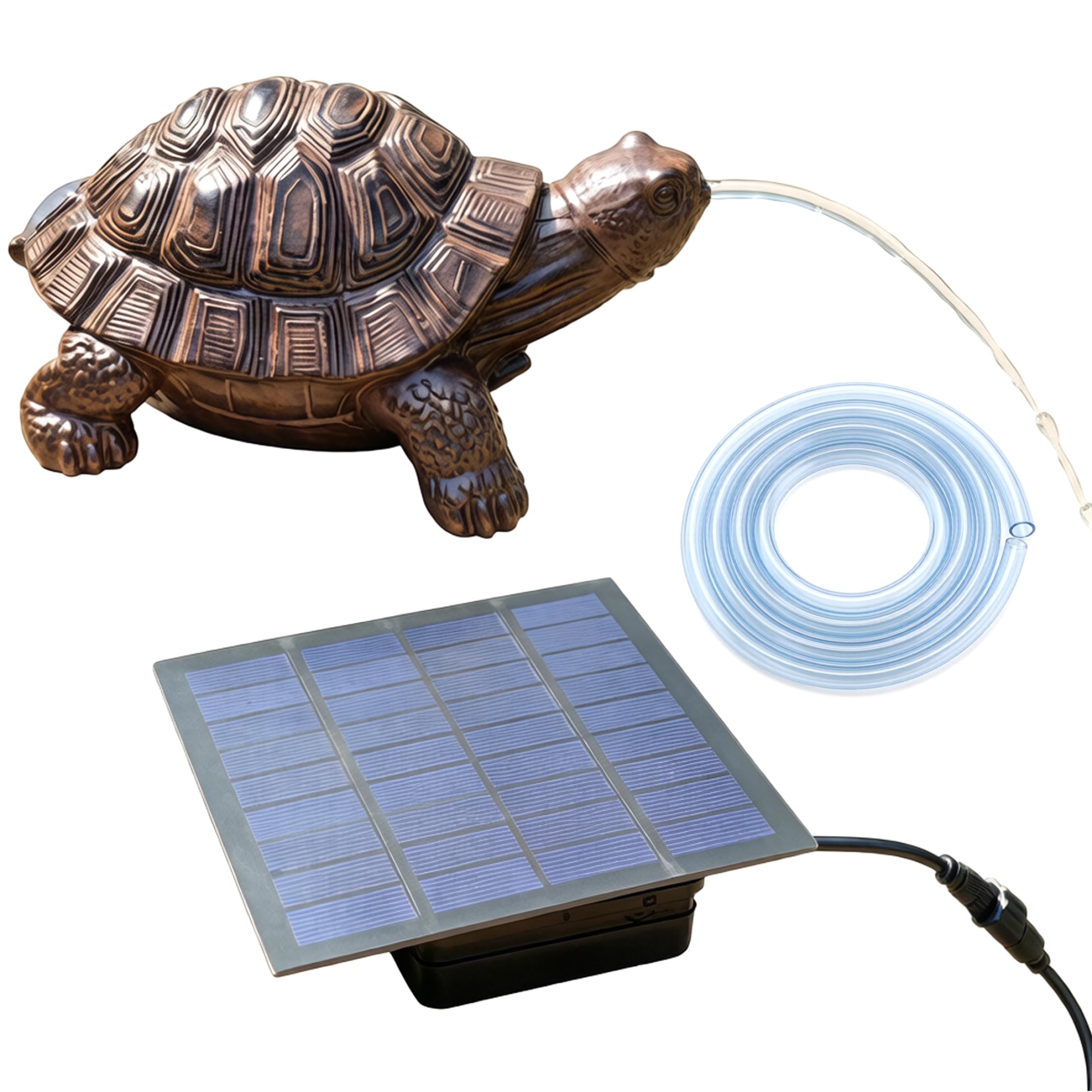 Solar Pond Spitter, Resin Turtle Fountain Water Aerator for Ponds