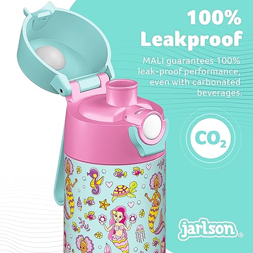 Miniatura 6 de Jarlson MALI - Botella de agua para niños 12 onzas  Botella térmica de acero inoxidable sin pajilla, botella de agua aislada a prueba de fugas para