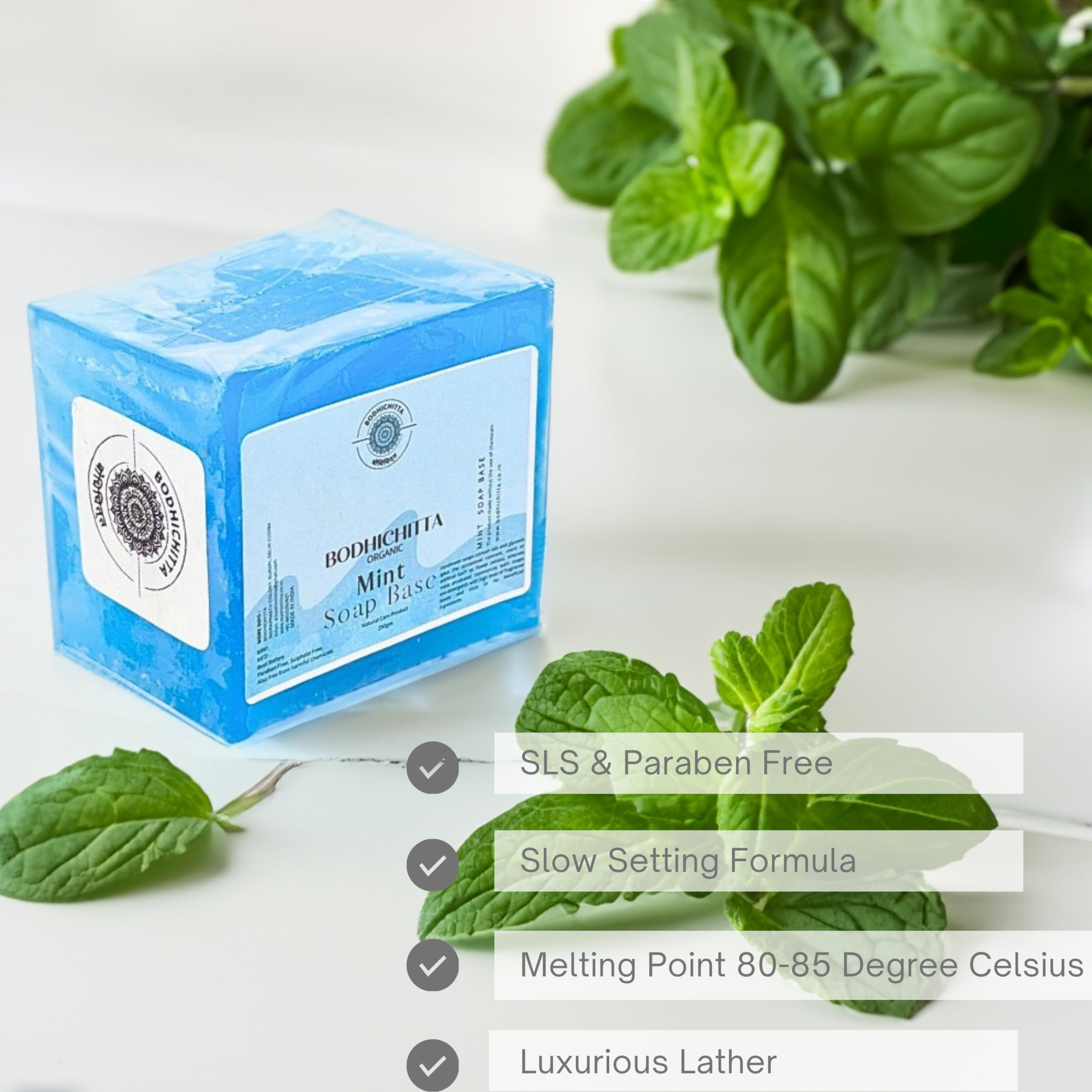 Bodhichitta Ultra Clear Transparent GlycerinSoapp Base & Mint Cool Soft Fresh Skin for Men And Women Soap Base Combo for DIY Soap Making Pack Of 2 (250g each) 1
