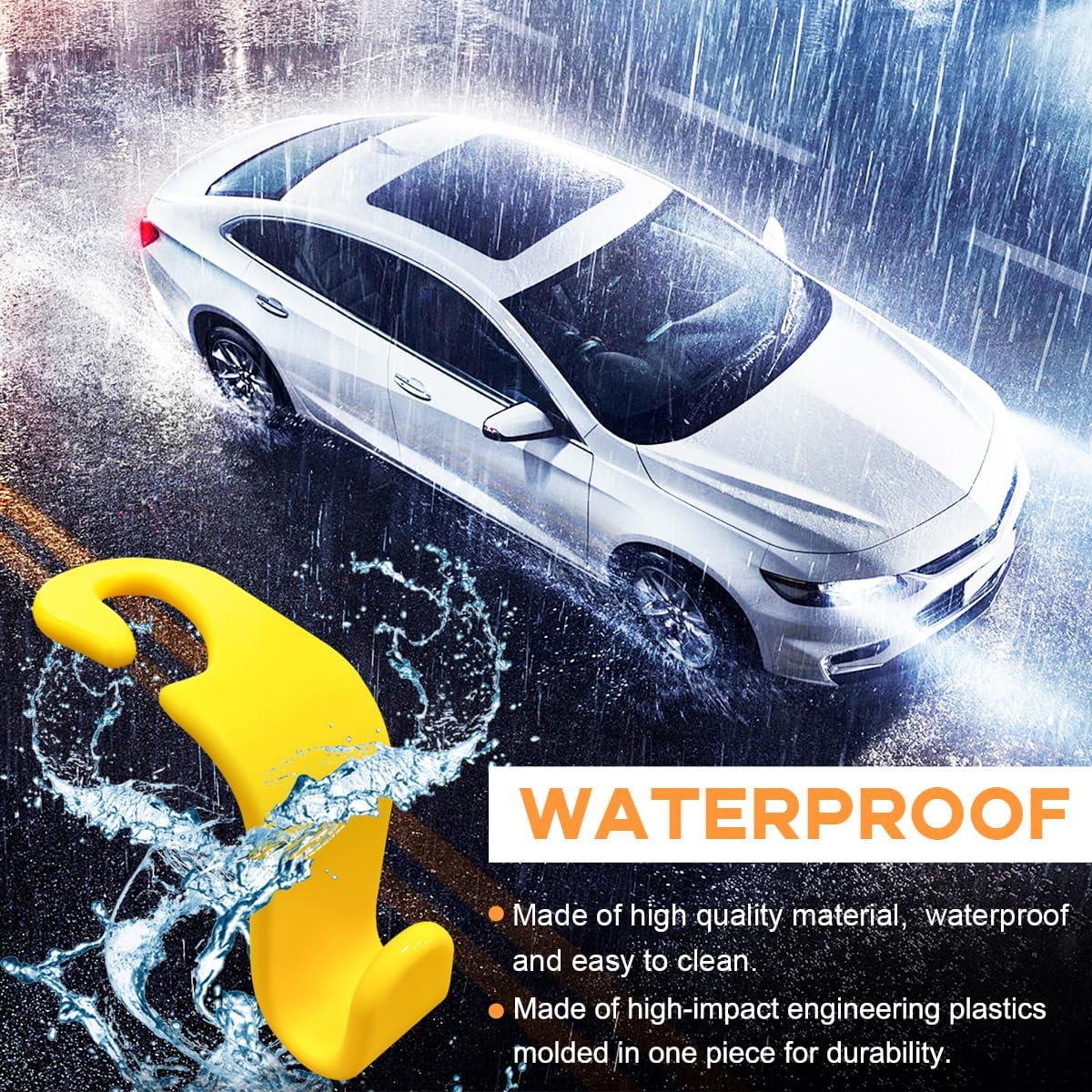 povtii 4PCS Car Seat Headrest Hook, Auto Back Seat Hanging Storage Organizer, Vehicle Seatback Hanger Holder for Purse Handbag Coat Umbrella, Universal Interior Car Accessories (Yellow) image 4