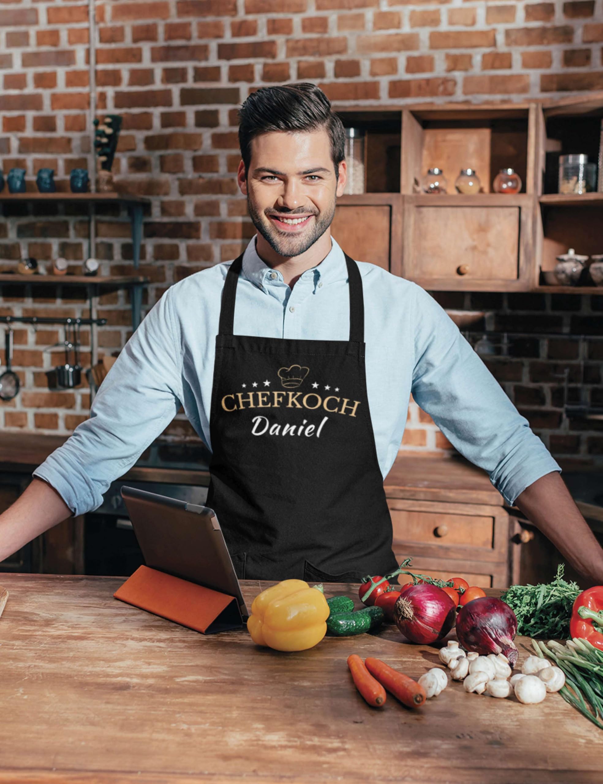 Kochschürze Herren Chefkoch Schürze Personalisiert für Männer Grillschürze