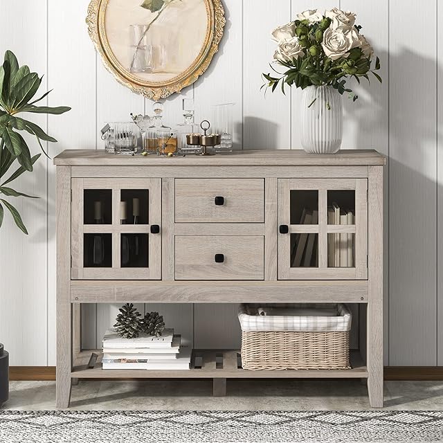 Wood Sideboard 2 Door 2 Drawer 1 Shelf Storage Cupboard
