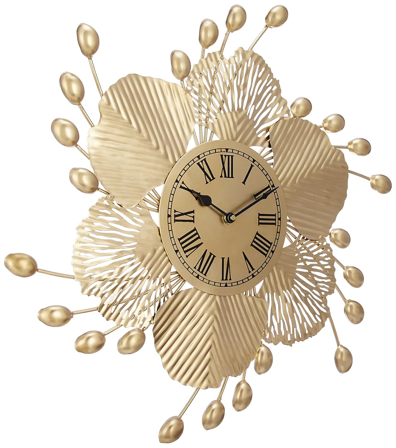 Amazon Brand - Solimo Analog Shell Iron Hanging Metal Decorative Wall Clock for Living Room | Bedroom | Home Decor | Stylish Clock | Golden, 3.81 Cm offers donot miss