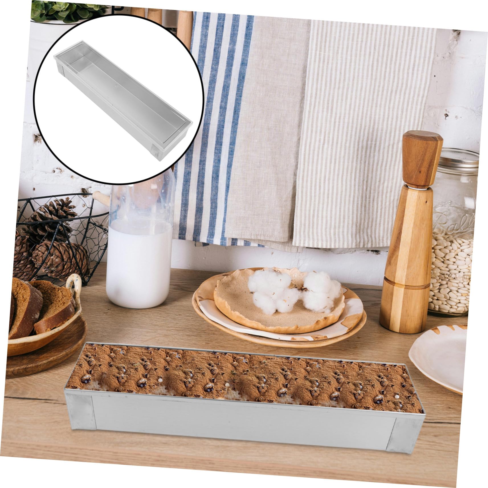 ULTECHNOVO Moule à Gâteau Rectangulaire Acier Inoxydable avec Couvercle Antiadhésif pour Cuisine Moule à Pâtisserie à Tiramisu