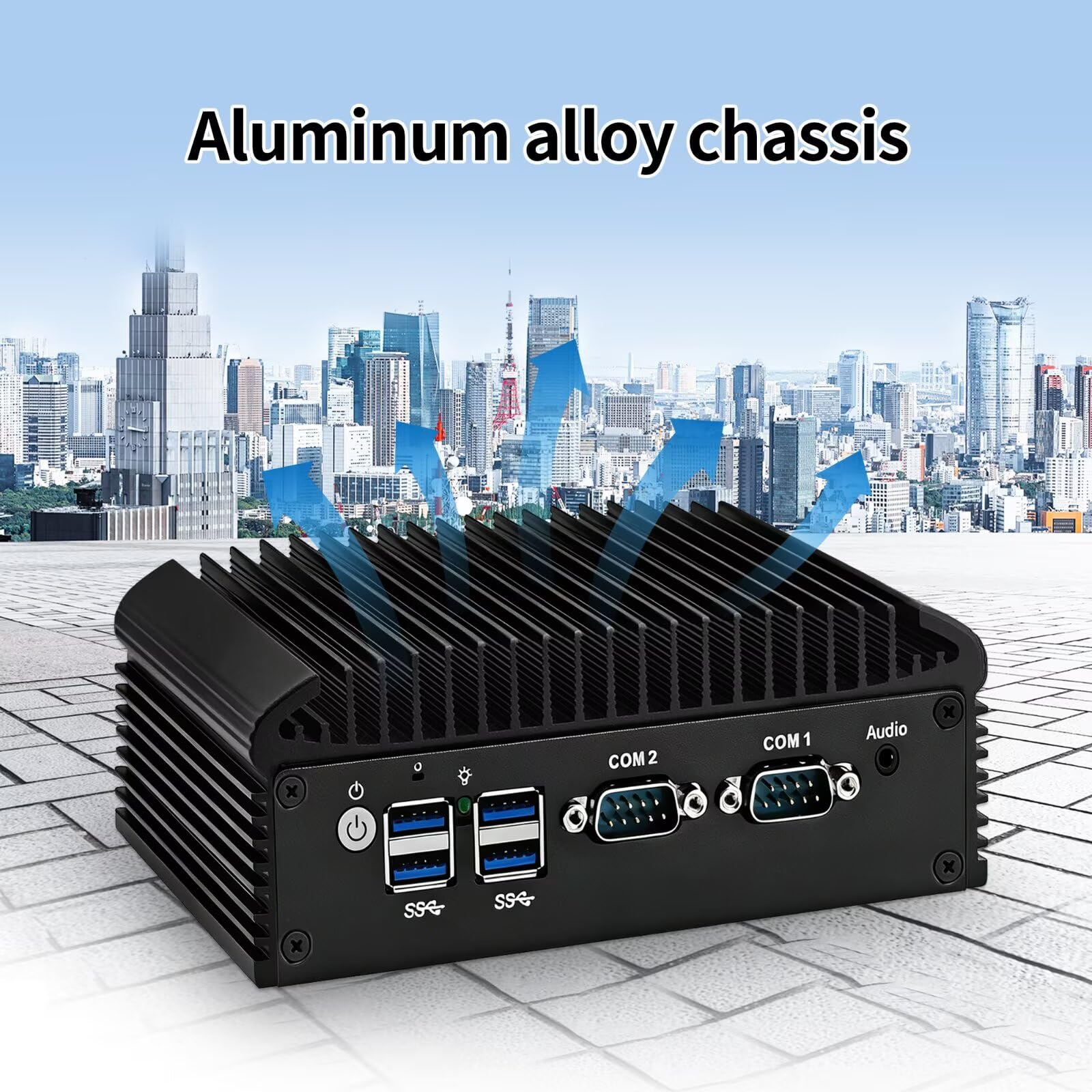 Fanless Mini PC N150, 2X Realtek RJ45 LAN, 2X DB9 RS232 COM, DDR4 16G RAM 256G SSD, 6USB, 2HD+DP Triple Dispaly, MIC, Industrial Grade Mini PC for 24/7 Reliable Operation
