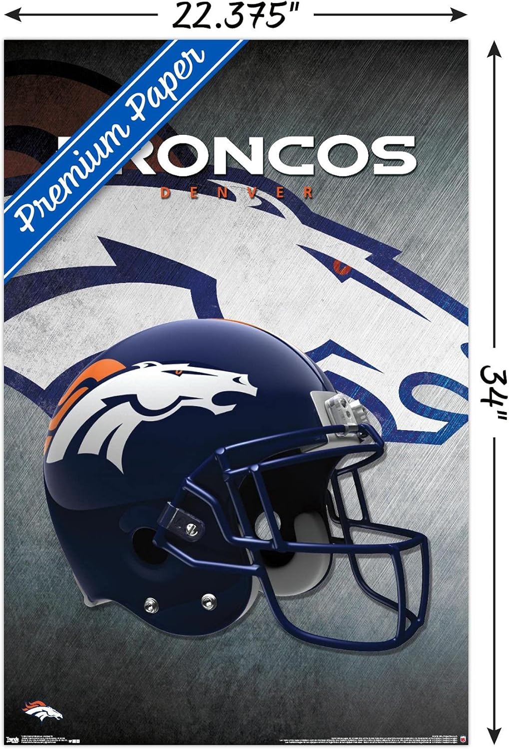 Trends International NFL Denver Broncos - Helmet 16 Wall Poster, 22.375" x 34", Premium Unframed Version