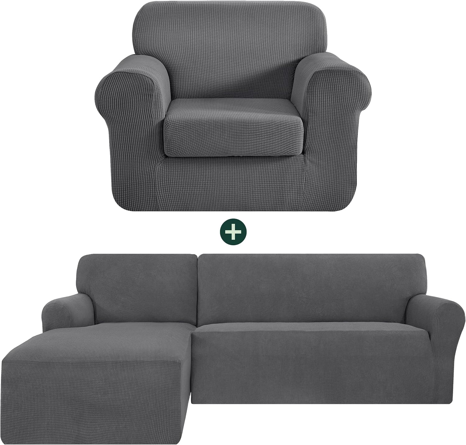 CHUN YI Small Armchair Cover and L Shaped Sofa Slipcovers