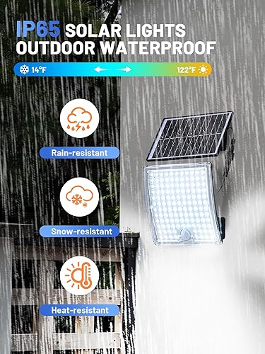 Miniatura 7 de Luz solar para cobertizo, luz exterior Solor con cable de 23 pies, 5 modos de movimiento, luces solares para exteriores impermeables IP65, 126