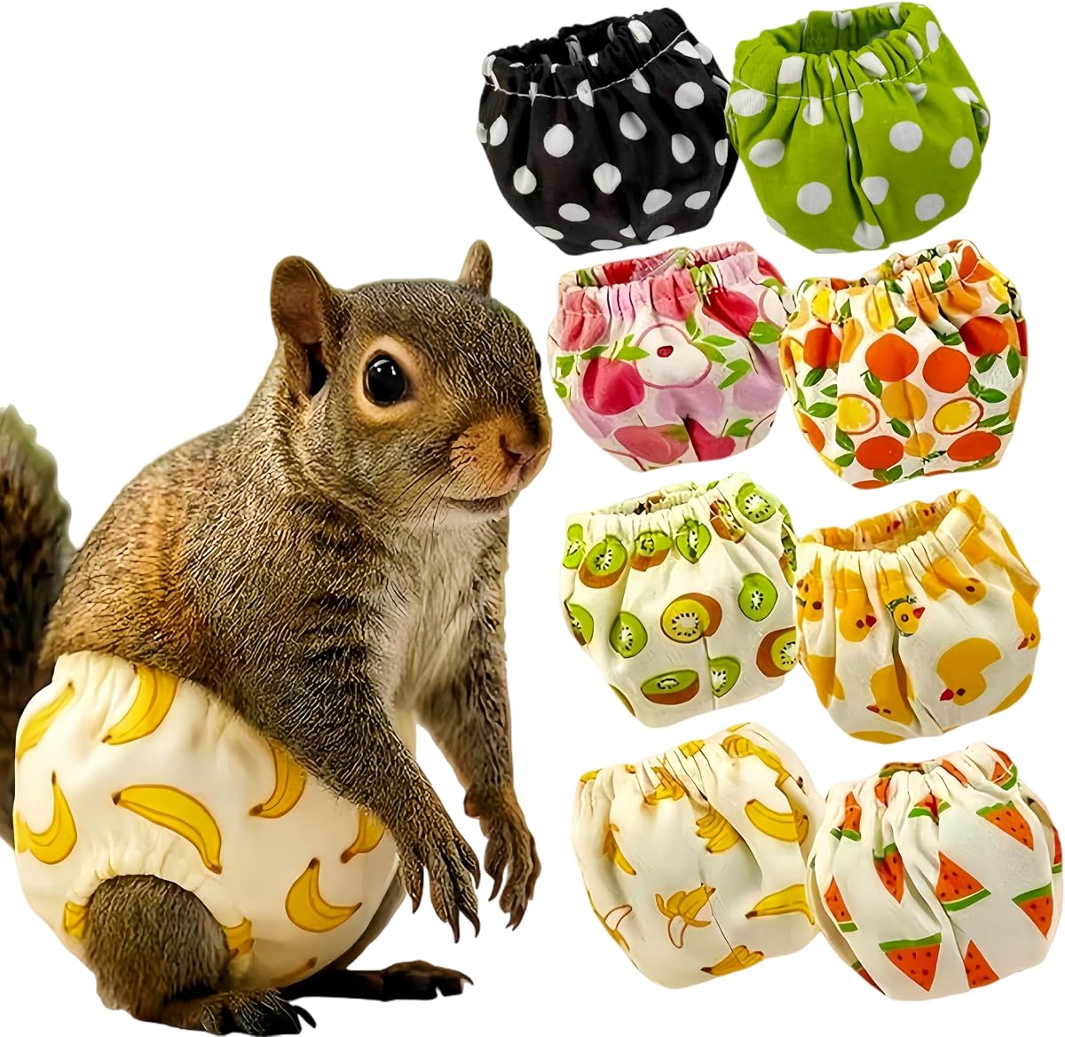 2PCS Washable Squirrel Diapers - Reusable Small Pet Diapers with Strong Hook and Loop Leak-Proof Urine Wet Pants with Adjustable Waistline for Squirrel,Rat,Groundhog-Orange&Peach,M