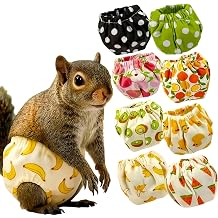 2PCS Washable Squirrel Diapers - Reusable Small Pet Diapers with Strong Hook and Loop Leak-Proof Urine Wet Pants with Adjustable Waistline for Squirrel,Rat,Groundhog-Orange&Peach,S