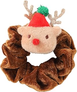 Christmas Scrunchie Hair Band Elastic Ponytail Tie Soft Colourful Funny Cute Xmas Girl Women Dress Up Brown Reindeer Hat