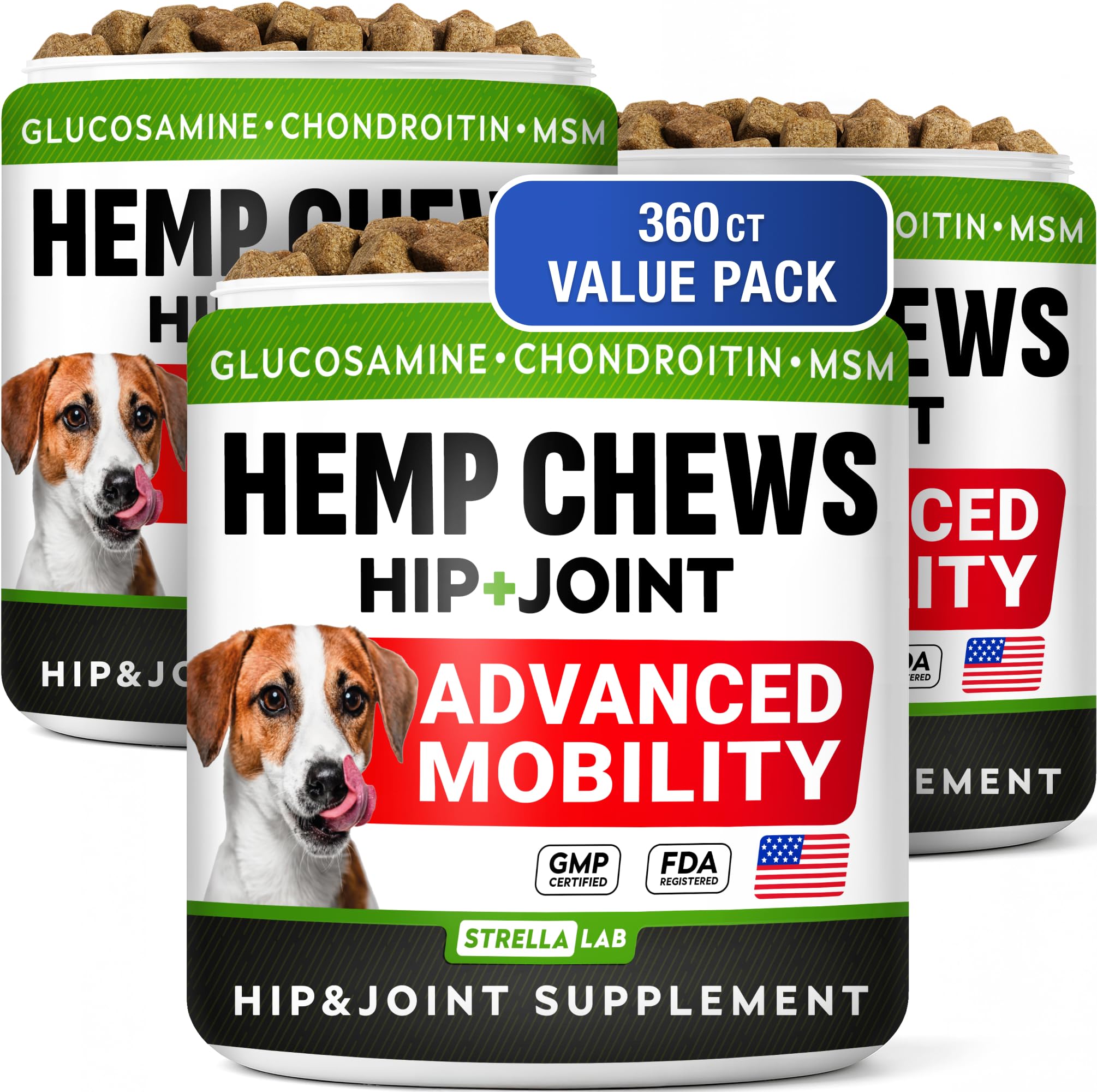 Advanced Joint Hemp Chews for Dogs Mobility - Hip &amp; Joint Pain Relief Chews
