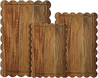 Acellegic 3-Piece Acacia Wood Scalloped Cutting Boards Set with Juice Groove - Kitchen Prep, Charcuterie Tray, Engraving Gifts